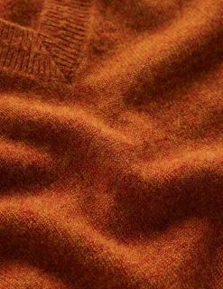 Boden Cachemire|Tenues De Travail-Pull Eva col V en cachemire Cognac chiné
