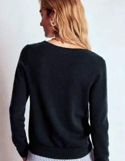 Boden Cachemire|Tenues De Travail-Pull Eva col V en cachemire Bleu marine