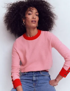 Boden Pulls & Gilets-Pull Grace colourblock Rose Pink Lady