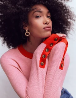 Boden Pulls & Gilets-Pull Grace colourblock Rose Pink Lady