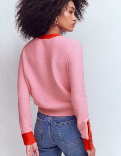 Boden Pulls & Gilets-Pull Grace colourblock Rose Pink Lady