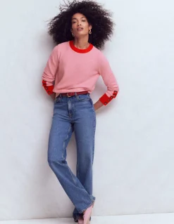 Boden Pulls & Gilets-Pull Grace colourblock Rose Pink Lady