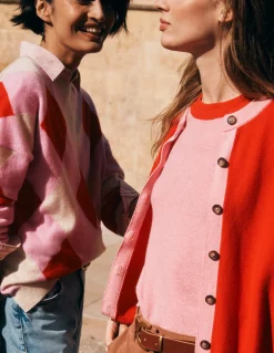 Boden Pulls & Gilets-Pull Grace colourblock Rose Pink Lady