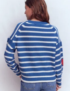 Boden Pulls & Gilets-Pull Isa brodé Cœurs bleu de Delft