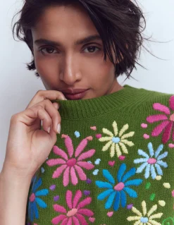 Boden Pulls & Gilets-Pull Isa brodé Jardin d’herbes aromatiques, fleurs vertes