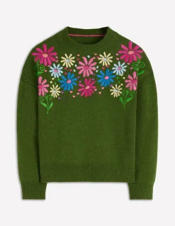 Boden Pulls & Gilets-Pull Isa brodé Jardin d’herbes aromatiques, fleurs vertes
