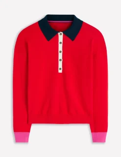 Boden Pulls & Gilets-Pull Lara à col tunisien en coton ROUGE