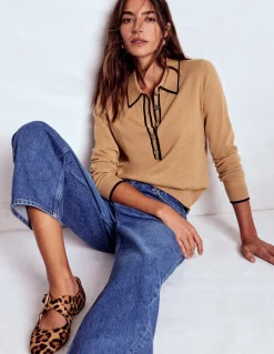 Boden Tenues De Travail-Pull Liz à col tunisien Marron feuille d'automne