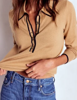 Boden Tenues De Travail-Pull Liz à col tunisien Marron feuille d'automne