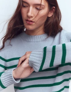 Boden Pulls & Gilets-Pull Lucy en coton épais Bleu/vert