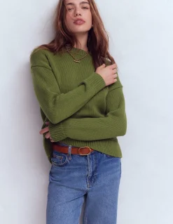 Boden Pulls & Gilets-Pull Lucy oversize en coton Vert promenade