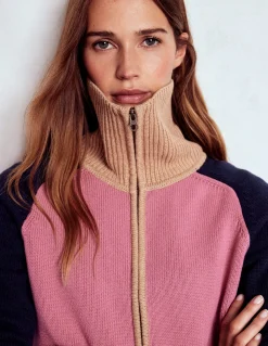 Boden Pulls & Gilets-Pull Lucy partiellement zippé Bruyère rose, bleu marine