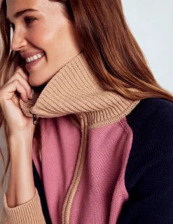 Boden Pulls & Gilets-Pull Lucy partiellement zippé Bruyère rose, bleu marine