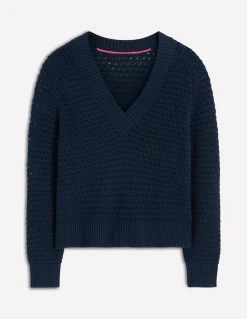 Boden Pulls & Gilets-Pull Maeve en coton texturé Bleu marine