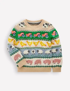 Boden Pulls & Gilets-Pull motif jacquard Animaux de la ferme