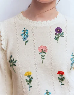 Boden Pulls & Gilets-Pull Valeria à détails crochet Ivoire chaud, broderie