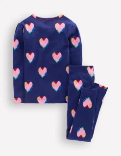 Boden Pyjamas & Chaussons-Pyjama à col tunisien douillet Motif Love Hearts bleu tribord