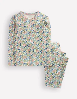 Boden Pyjamas & Chaussons-Pyjama à col tunisien douillet Petites fleurs printanières ivoire doux