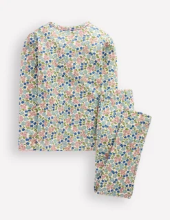 Boden Pyjamas & Chaussons-Pyjama à col tunisien douillet Petites fleurs printanières ivoire doux