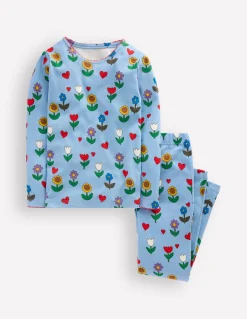 Boden Pyjamas & Chaussons-Pyjama long douillet Motif Sunflower Garden bleu glacier