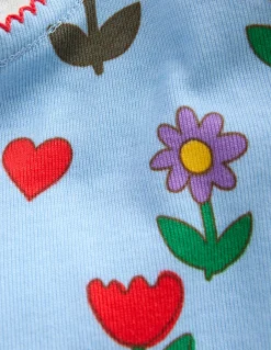 Boden Pyjamas & Chaussons-Pyjama long douillet Motif Sunflower Garden bleu glacier