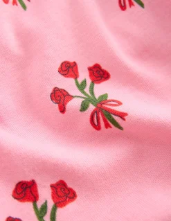 Boden Pyjamas & Chaussons-Pyjama long douillet Motif Posy rose chewing-gum