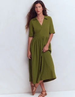 Boden Robes & Combinaisons|Midi-Robe à col Aria en jersey Vert promenade
