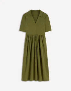 Boden Robes & Combinaisons|Midi-Robe à col Aria en jersey Vert promenade