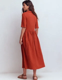 Boden Robes & Combinaisons|Midi-Robe à col Aria en jersey Orange brûlé
