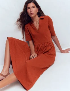 Boden Robes & Combinaisons|Midi-Robe à col Aria en jersey Orange brûlé