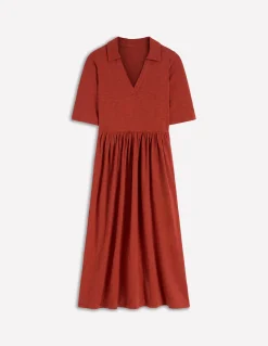 Boden Robes & Combinaisons|Midi-Robe à col Aria en jersey Orange brûlé