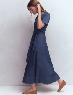 Boden Robes & Combinaisons|Midi-Robe à col en V en jean Vintage moyen