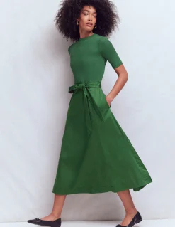 Boden Tenues De Travail|Robes & Combinaisons-Robe à col rond en mélange de tissus Vert promenade