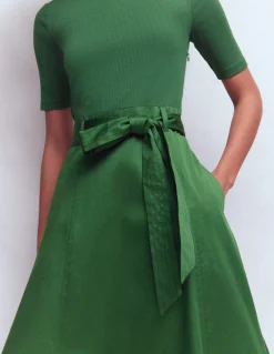 Boden Tenues De Travail|Robes & Combinaisons-Robe à col rond en mélange de tissus Vert promenade