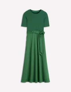 Boden Tenues De Travail|Robes & Combinaisons-Robe à col rond en mélange de tissus Vert promenade
