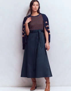 Boden Tenues De Travail|Robes & Combinaisons-Robe à col rond en mélange de tissus Bleu Marine