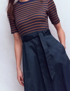 Boden Tenues De Travail|Robes & Combinaisons-Robe à col rond en mélange de tissus Bleu Marine