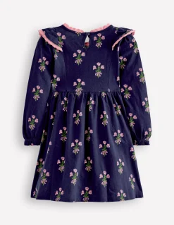 Boden Robes-Robe à manches longues et volants Motif Posy bleu marine universitaire
