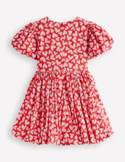 Boden Robes-Robe à ourlet bulle Cœurs rouge