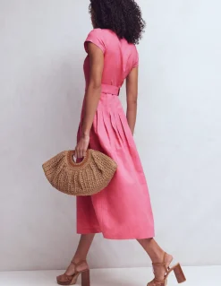 Boden Robes & Combinaisons|Robes Coupe Petite-Robe Arabella en lin mélangé Bruyère rose