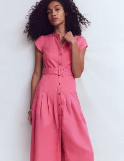 Boden Robes & Combinaisons|Robes Coupe Petite-Robe Arabella en lin mélangé Bruyère rose