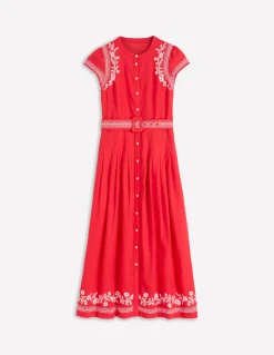 Boden Robes & Combinaisons|Longues-Robe Arabella en lin mélangé Broderie rouge