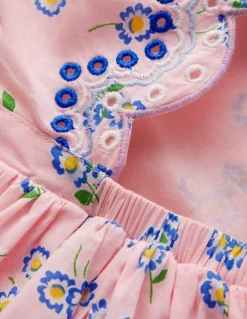 Boden Robes-Robe avec détail en broderie anglaise dans le dos Petites fleurs rose craie