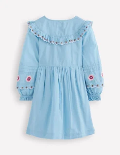 Boden Robes-Robe boutonnée à manches blousantes Bleu glacier