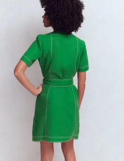 Boden Tenues De Travail|Robes & Combinaisons-Robe Callie courte en lin Vert des Highlands