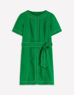 Boden Tenues De Travail|Robes & Combinaisons-Robe Callie courte en lin Vert des Highlands