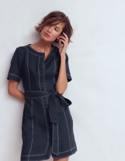 Boden Tenues De Travail|Robes & Combinaisons-Robe Callie courte en lin Bleu marine