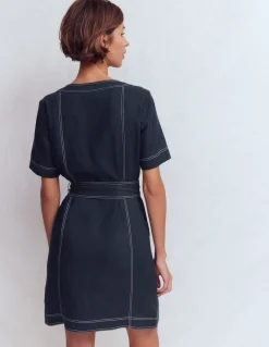 Boden Tenues De Travail|Robes & Combinaisons-Robe Callie courte en lin Bleu marine