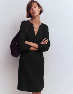 Boden Tenues De Travail|Robes & Combinaisons-Robe Cathy à col cranté en jersey Noir