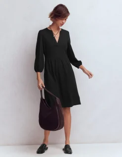 Boden Tenues De Travail|Robes & Combinaisons-Robe Cathy à col cranté en jersey Noir